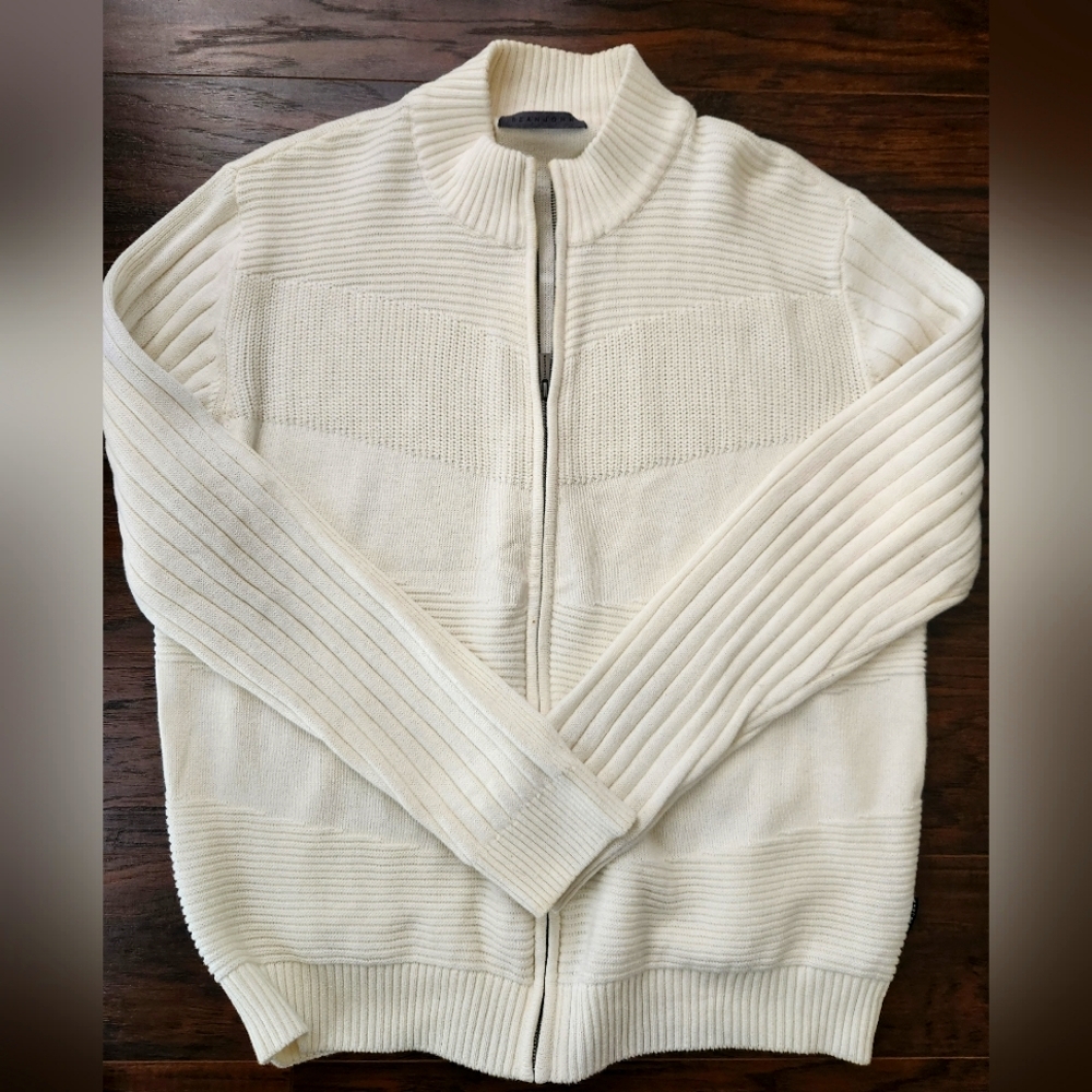 New Sean John zipup sweater New men's 2 XL cream color
